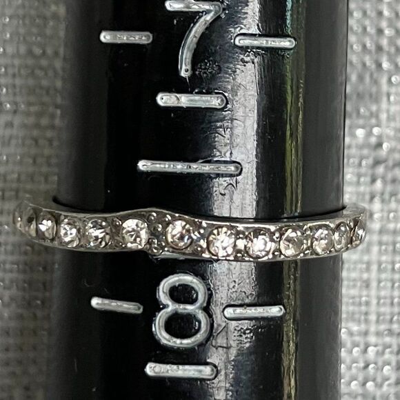 Silver Tone and 1 Carat CZ Triple Ring Size 8 - Picture 3 of 4